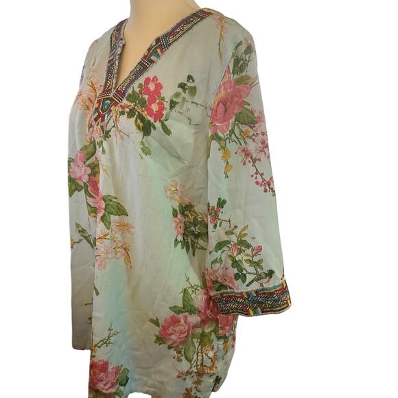 Soft Surroundings Merielle Floral Embroidered Tunic, Size Petite Medium - Picture 6 of 8